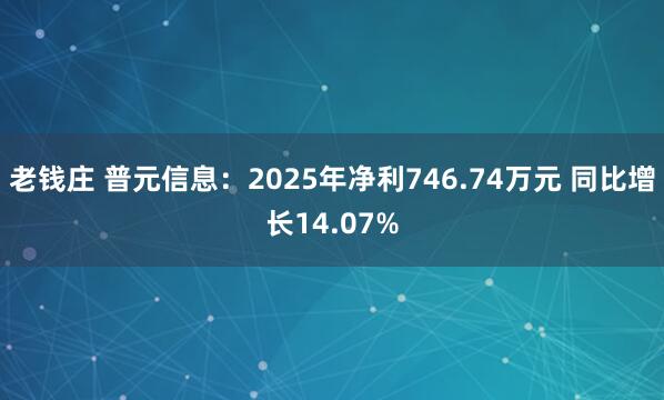 老钱庄 普元信息：2025年净利746.74万元 同比增长14.07%